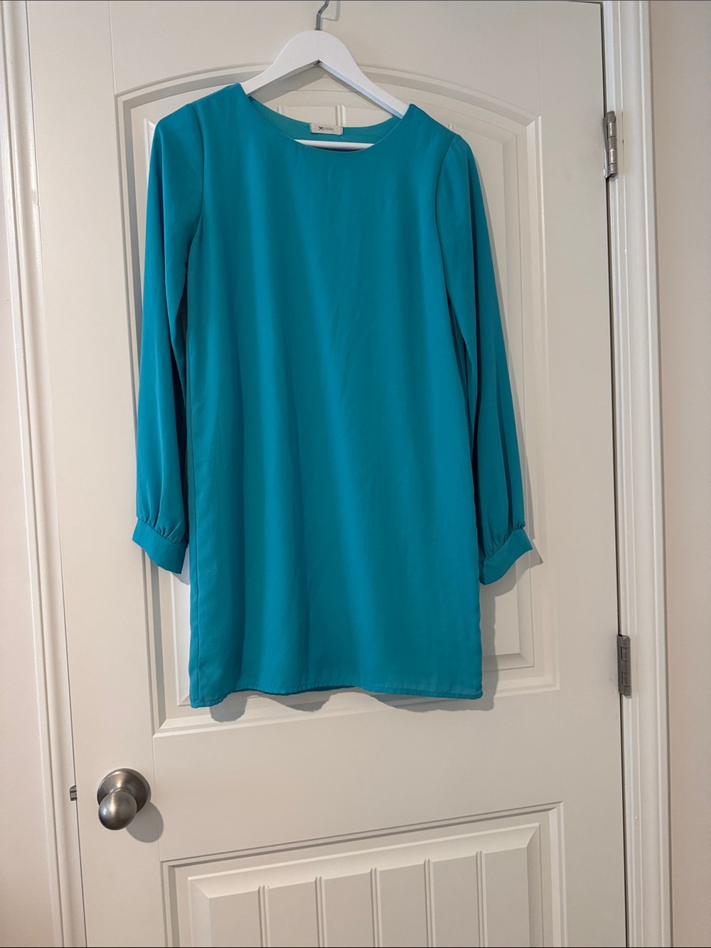 Everly Teal Long Sleeve Shift Dress